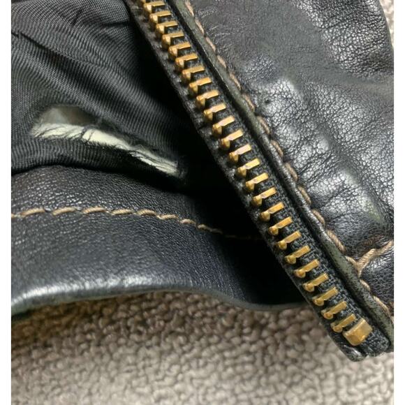 Napapijri Lamb Leather Jacket Women M Black Multi Zipper Detail Western Biker - Picture 8 of 12